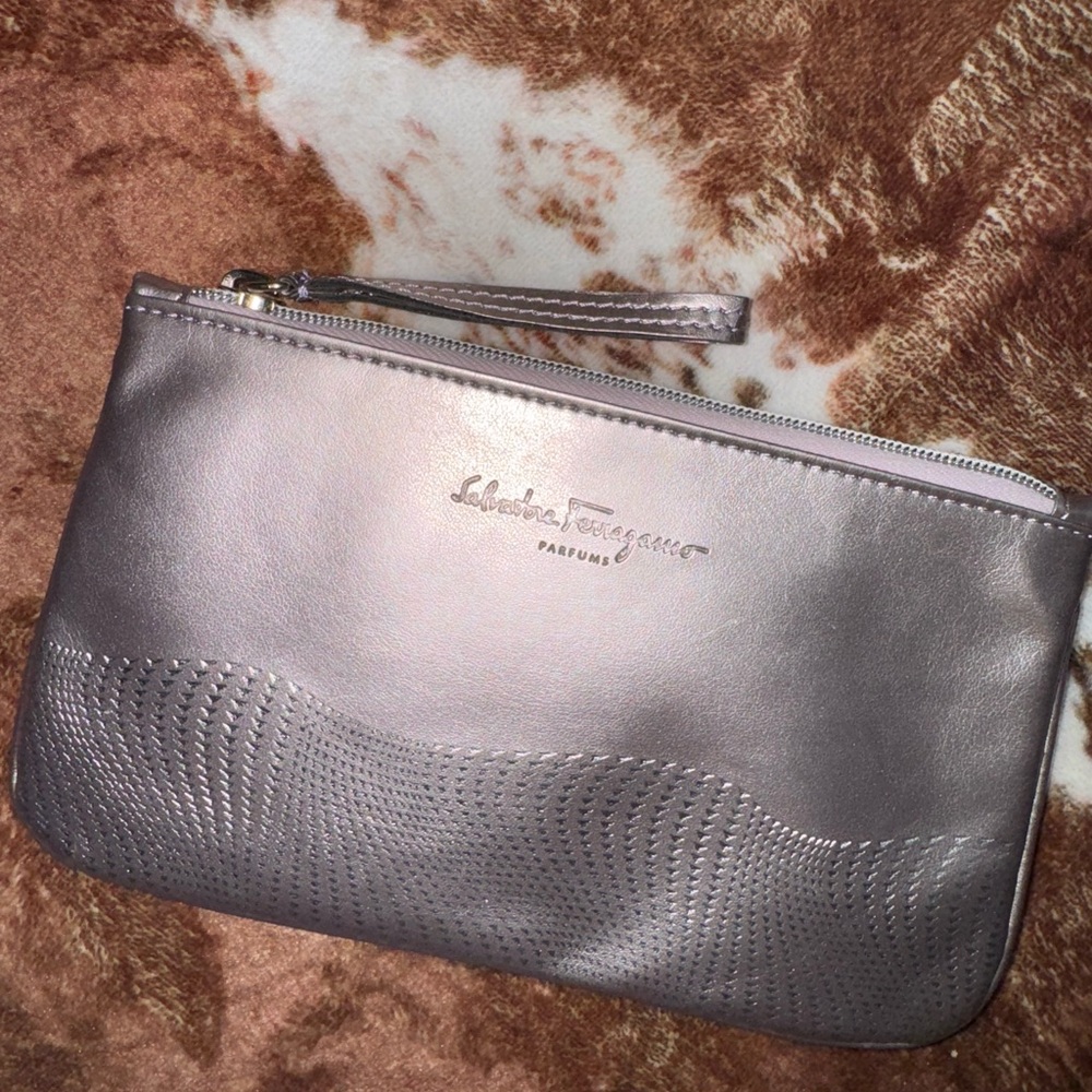 Salvatore Ferragamo Metallic Purple Wristlet